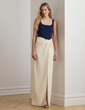 Vestido maxi de fiesta Lauren Ralph Lauren escote cuadrado
