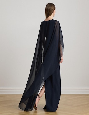 Vestido maxi de fiesta Lauren Ralph Lauren escote iluisón