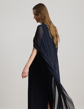Vestido maxi de fiesta Lauren Ralph Lauren escote iluisón