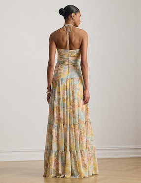 Vestido maxi de fiesta Lauren Ralph Lauren espalda abierta