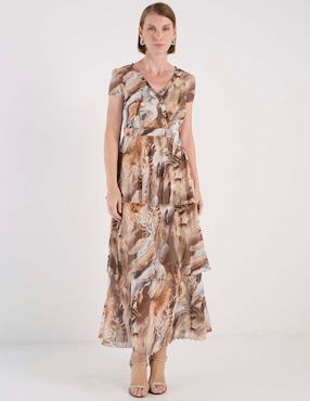 Vestido largo de fiesta Karen Olivier escote V