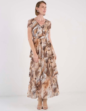 Vestido largo de fiesta Karen Olivier escote V