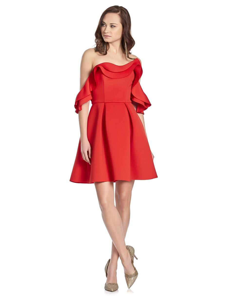 Vestido Eva Brazzi Cocktail rojo olanes en Liverpool
