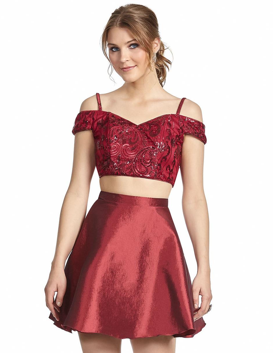 Vestido Eva Brazzi Cocktail rojo con lentejuelas en Liverpool