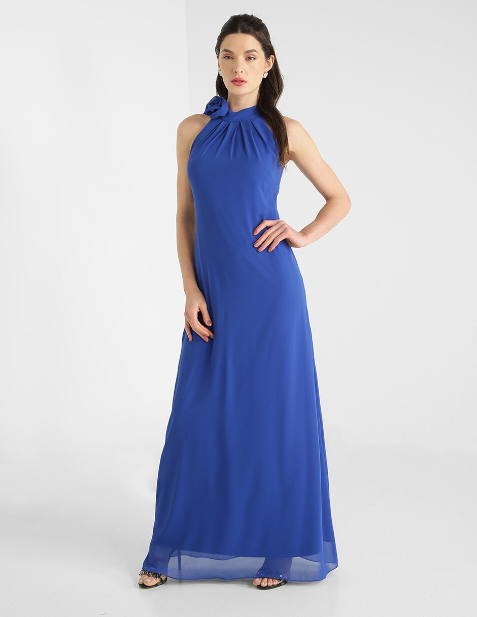 Vestido maxi de fiesta Rue de la Paix con flor corte línea A en Liverpool