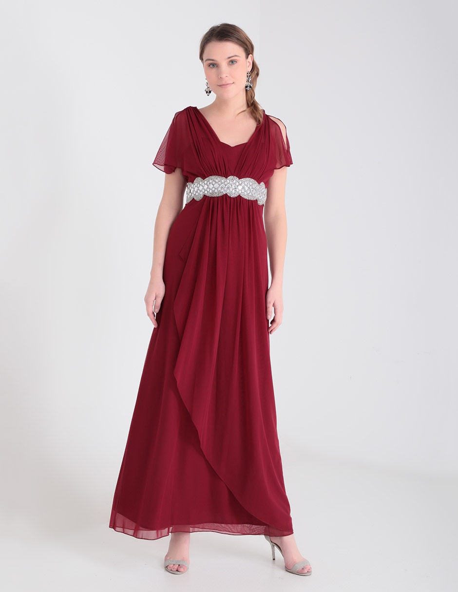 Vestido maxi de fiesta Rue de la Paix con chaquira corte línea A en  Liverpool
