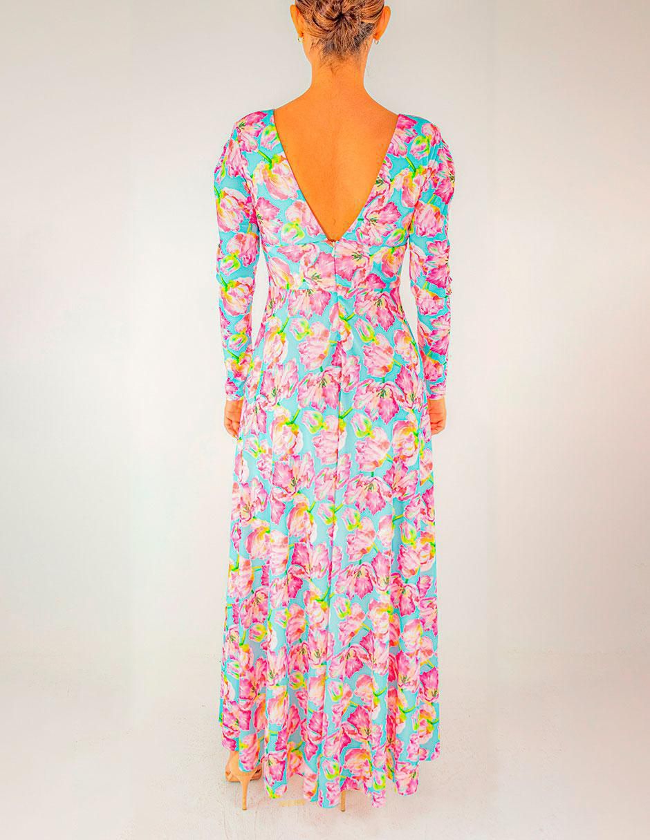 Vestido largo de fiesta escote V 3