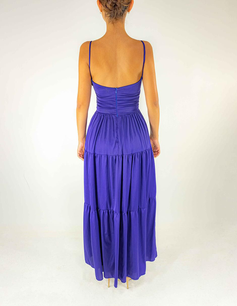 Vestido largo de fiesta escote cuadrado 3