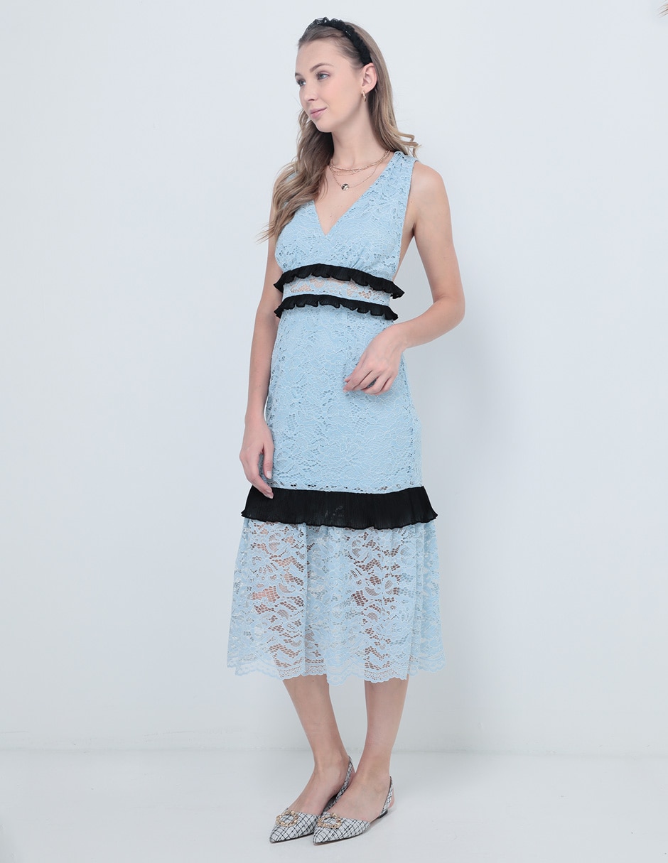 Vestido midi de fiesta escote V 3