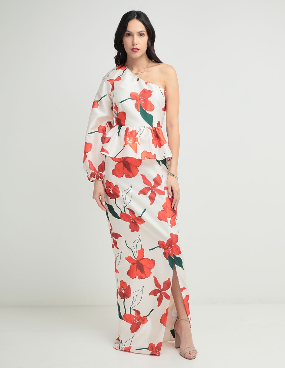 Vestido maxi de fiesta escote medio