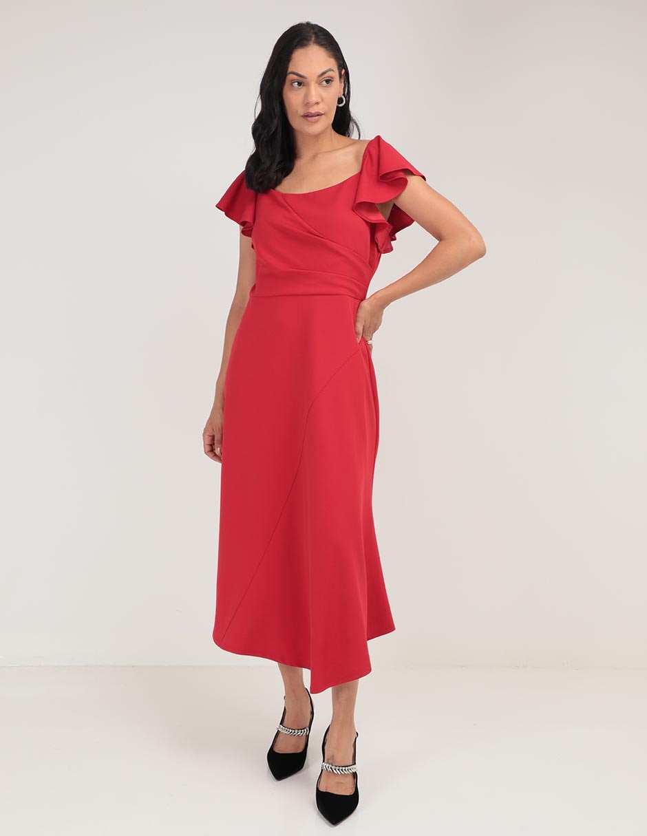 Vestido midi de fiesta escote cuadrado 3