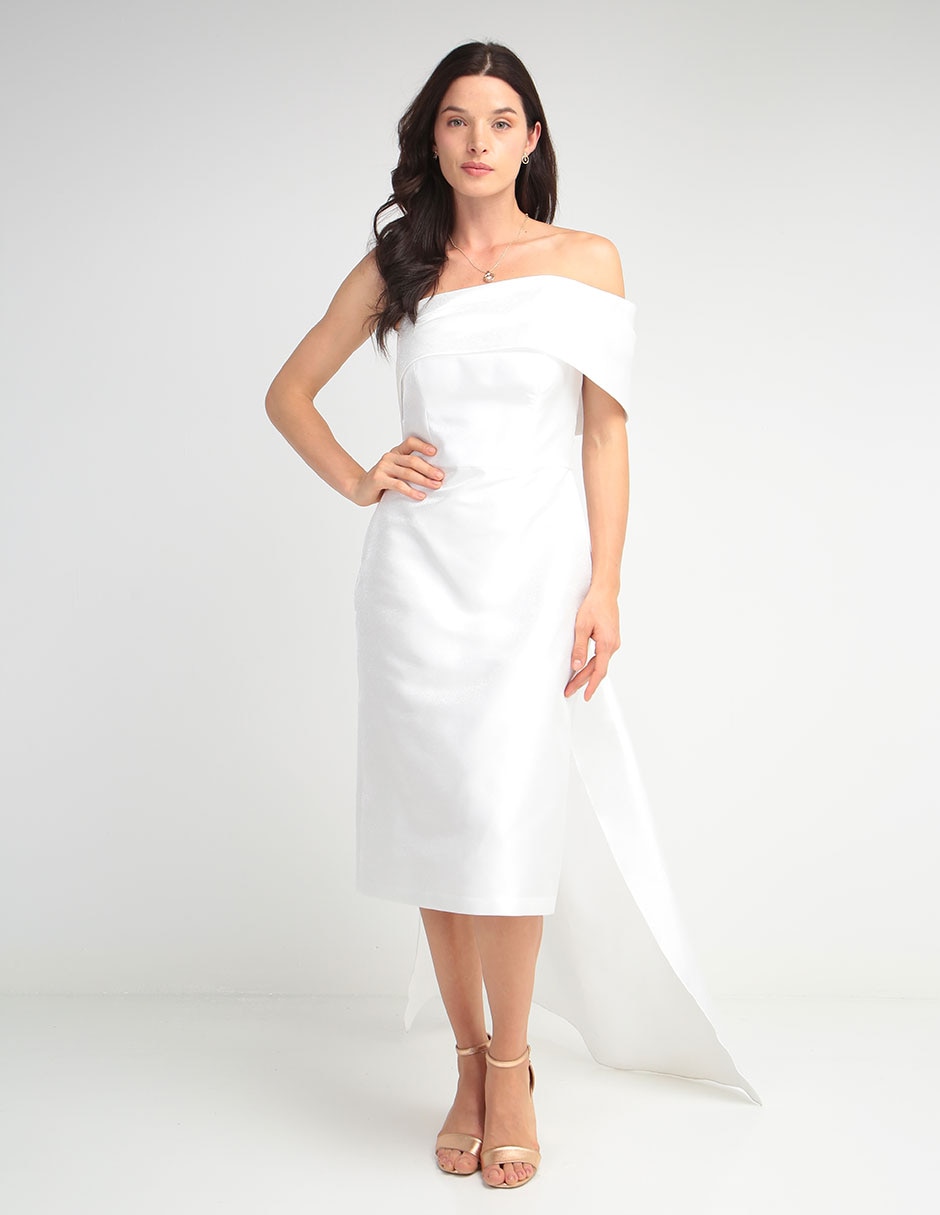 Vestido midi de fiesta escote medio