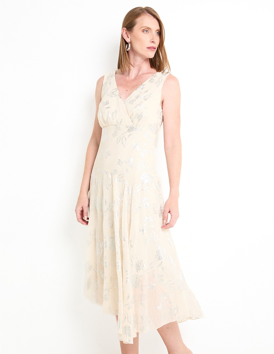 Vestido midi de fiesta Connected Apparel escote V