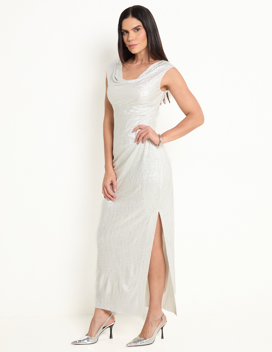 Vestido largo de fiesta Connected Apparel escote regular