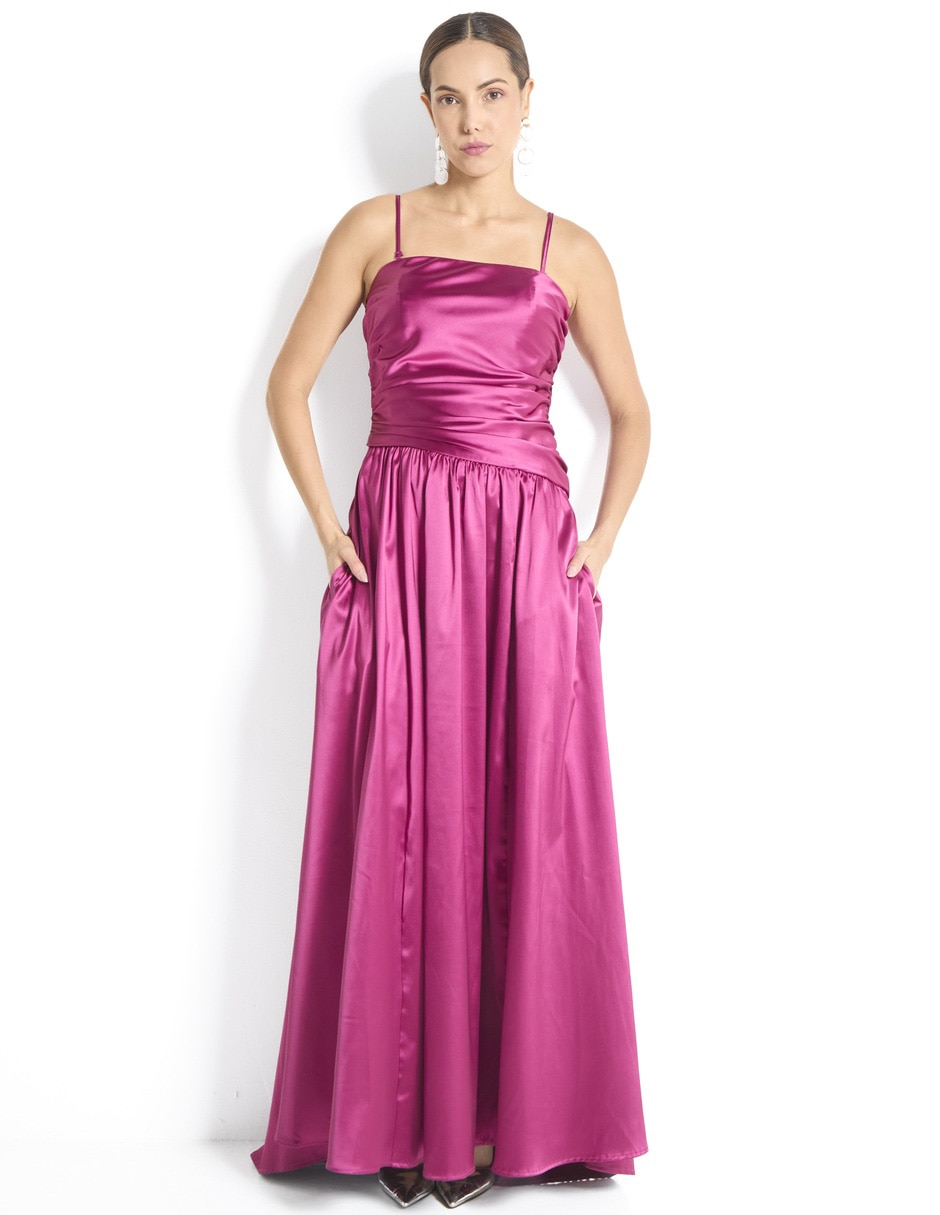 Vestido maxi de fiesta escote cuadrado