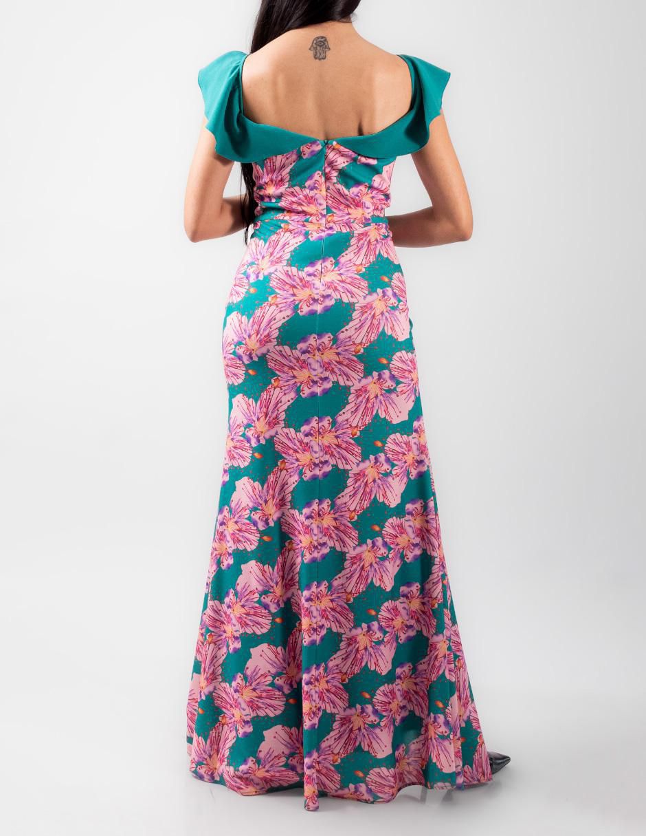 Vestido maxi de fiesta escote corazón 3
