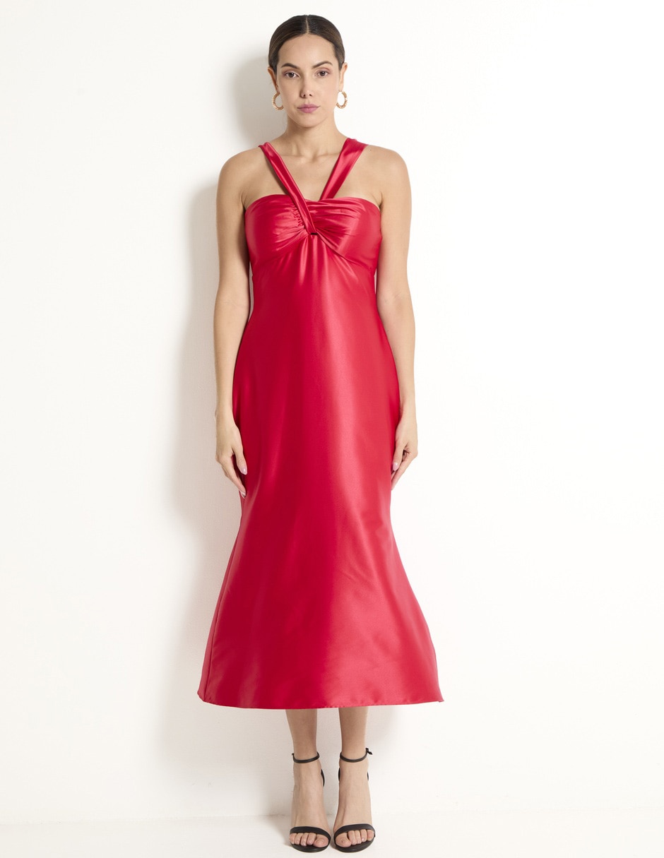 Vestido midi de fiesta escote V 3