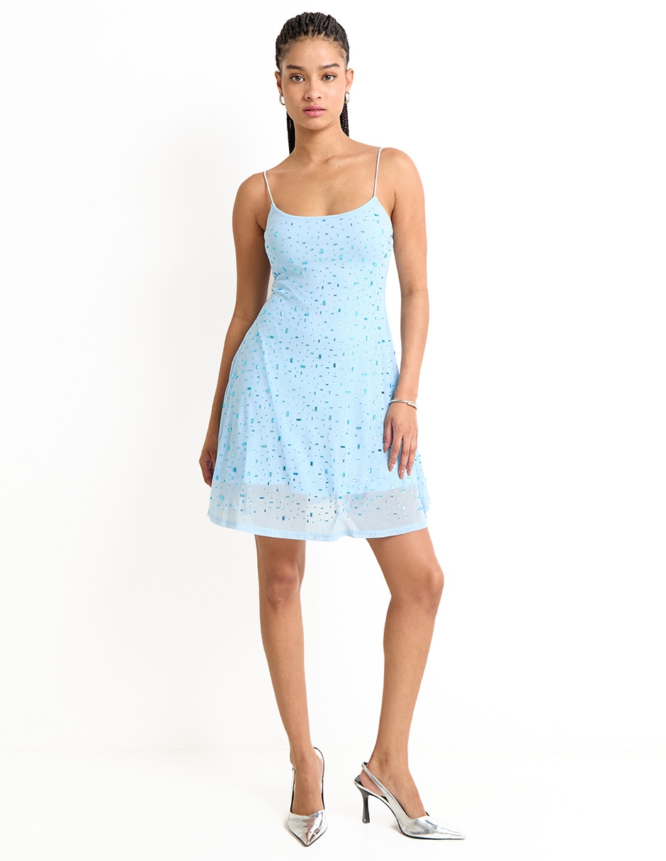 Vestido mini de fiesta escote cuadrado 3