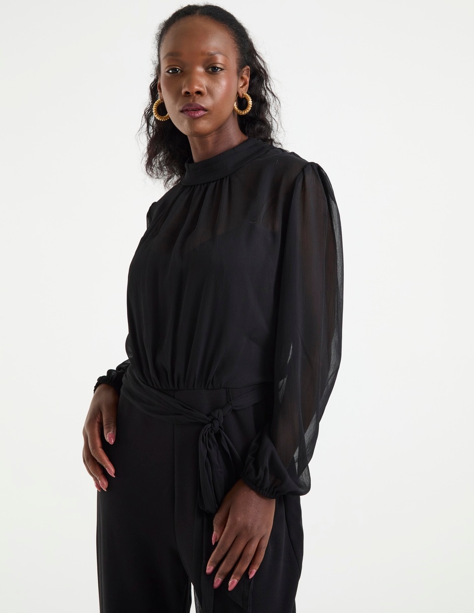 Jumpsuit de fiesta estampado liso para mujer 4
