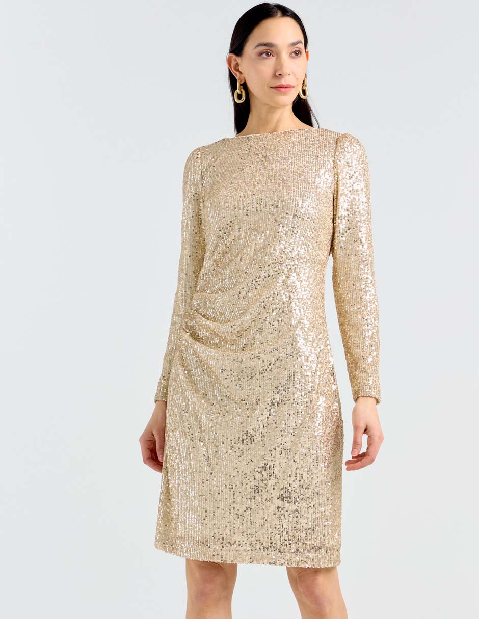 Vestido corto de fiesta escote regular