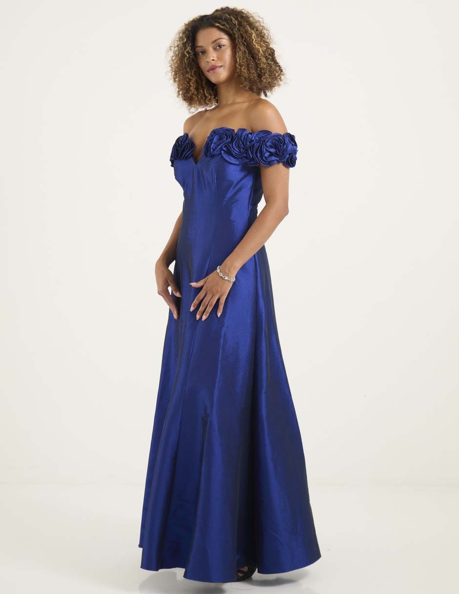 Vestido maxi de fiesta escote bardot 3