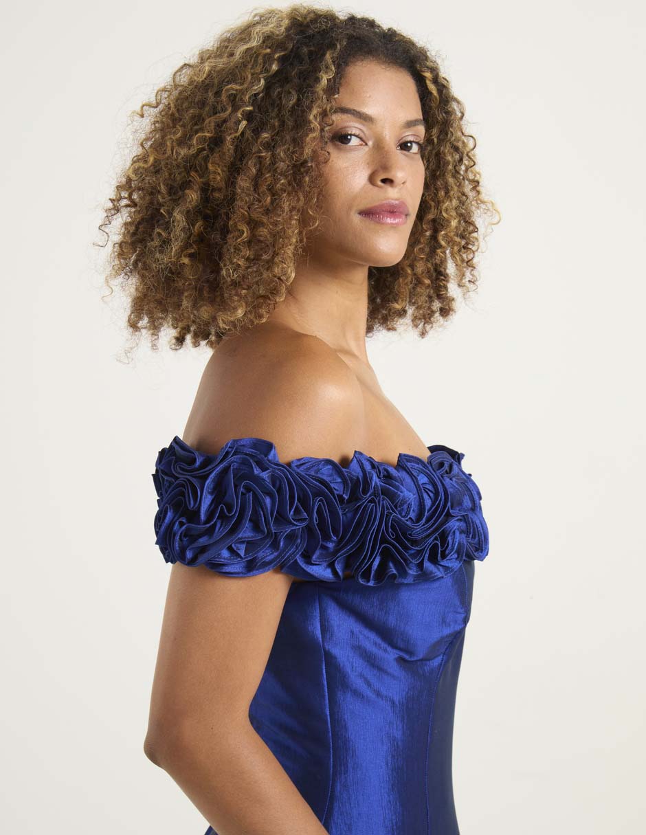 Vestido maxi de fiesta escote bardot 4