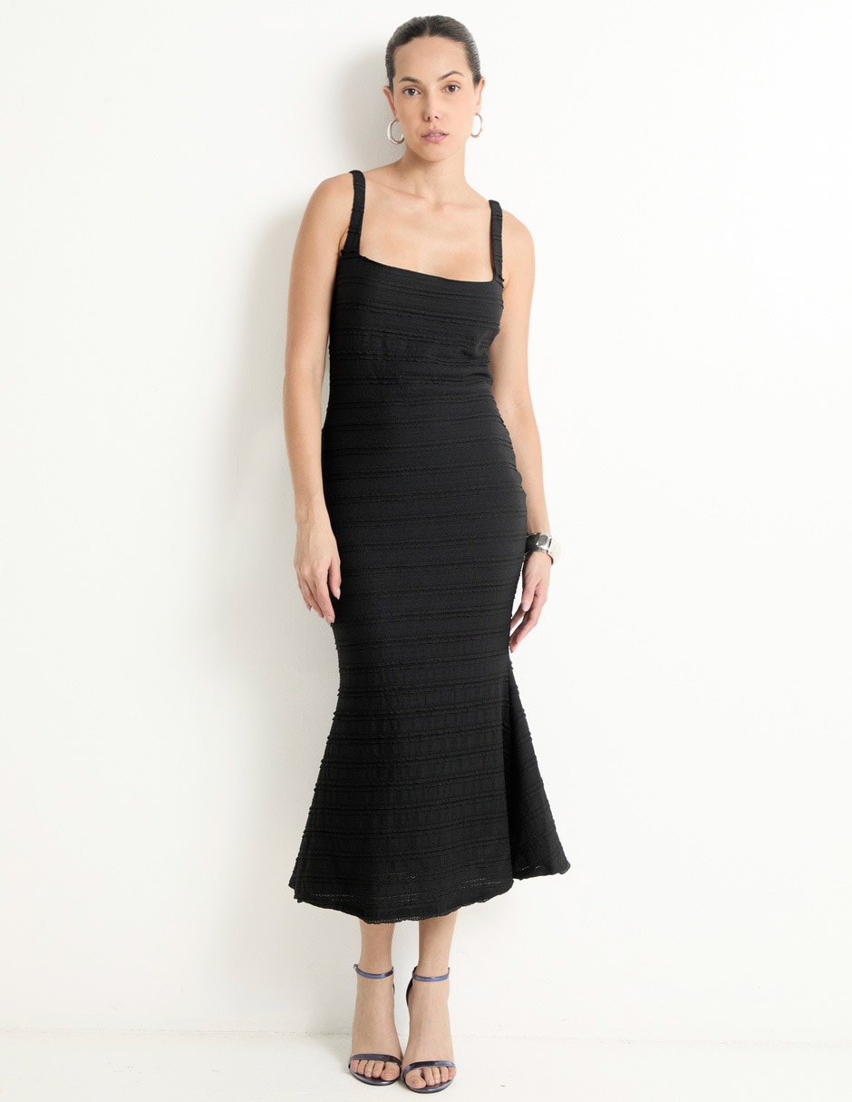 Vestido midi de fiesta escote cuadrado Vestido midi de fiesta escote cuadrado