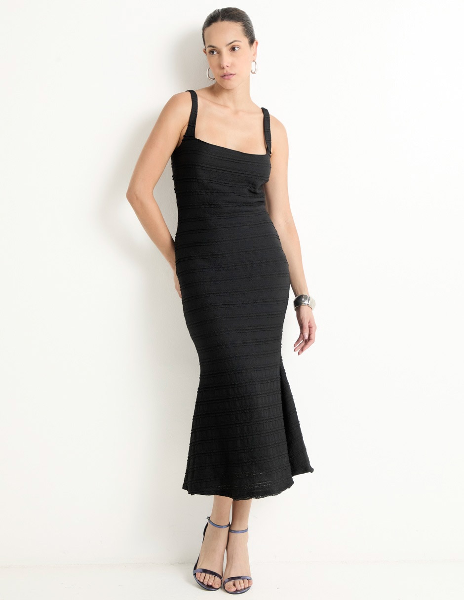 Vestido midi de fiesta escote cuadrado 3