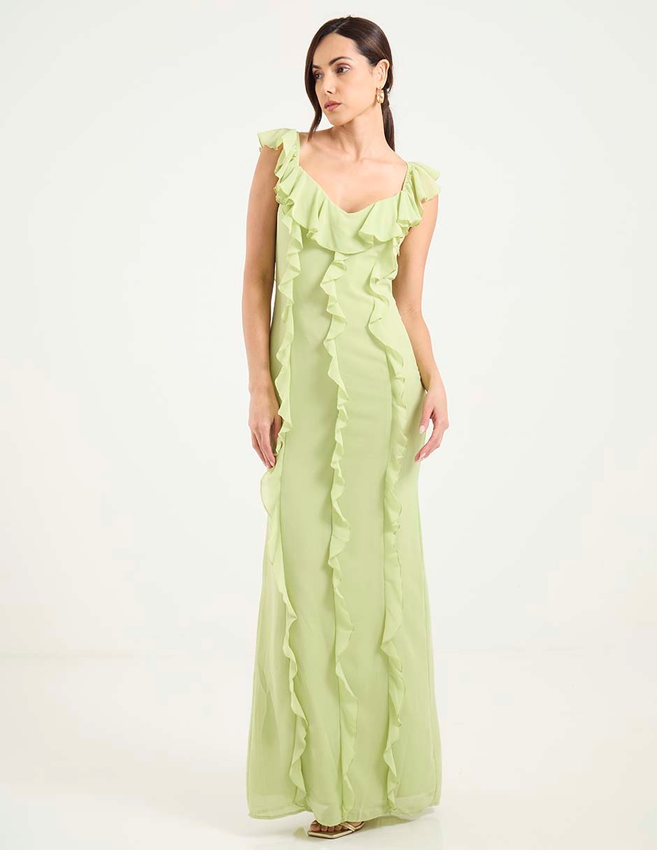 Vestido largo de fiesta escote V 3