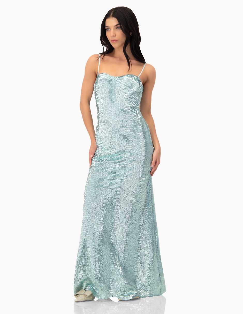Vestido largo de fiesta escote regular 3