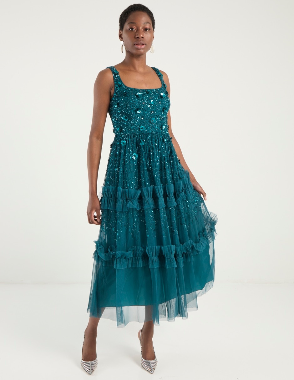 Vestido midi fiesta escote cuadrado 2