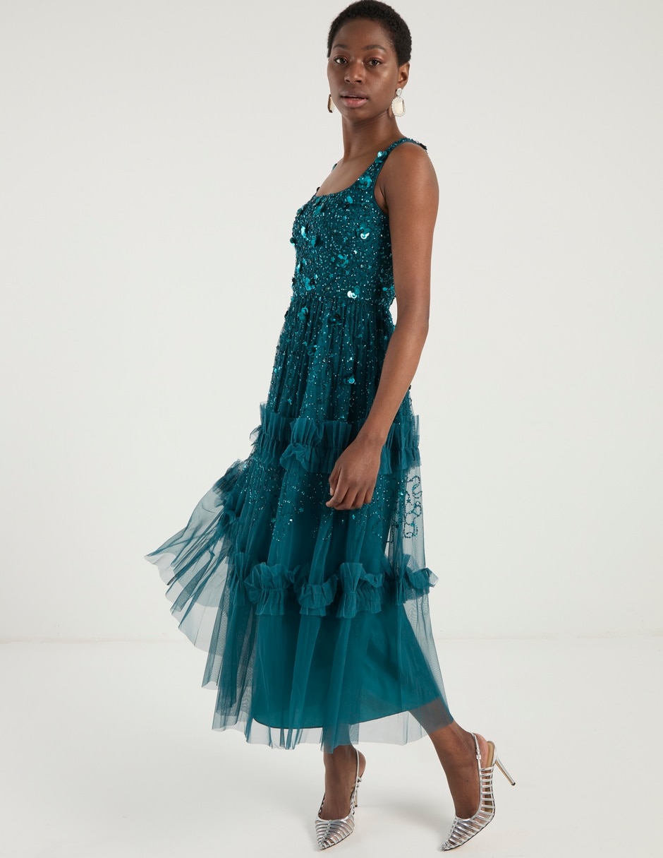Vestido midi fiesta escote cuadrado 3