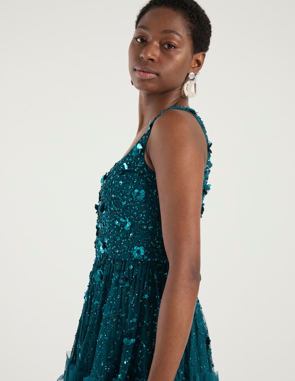 Vestido midi fiesta escote cuadrado 4