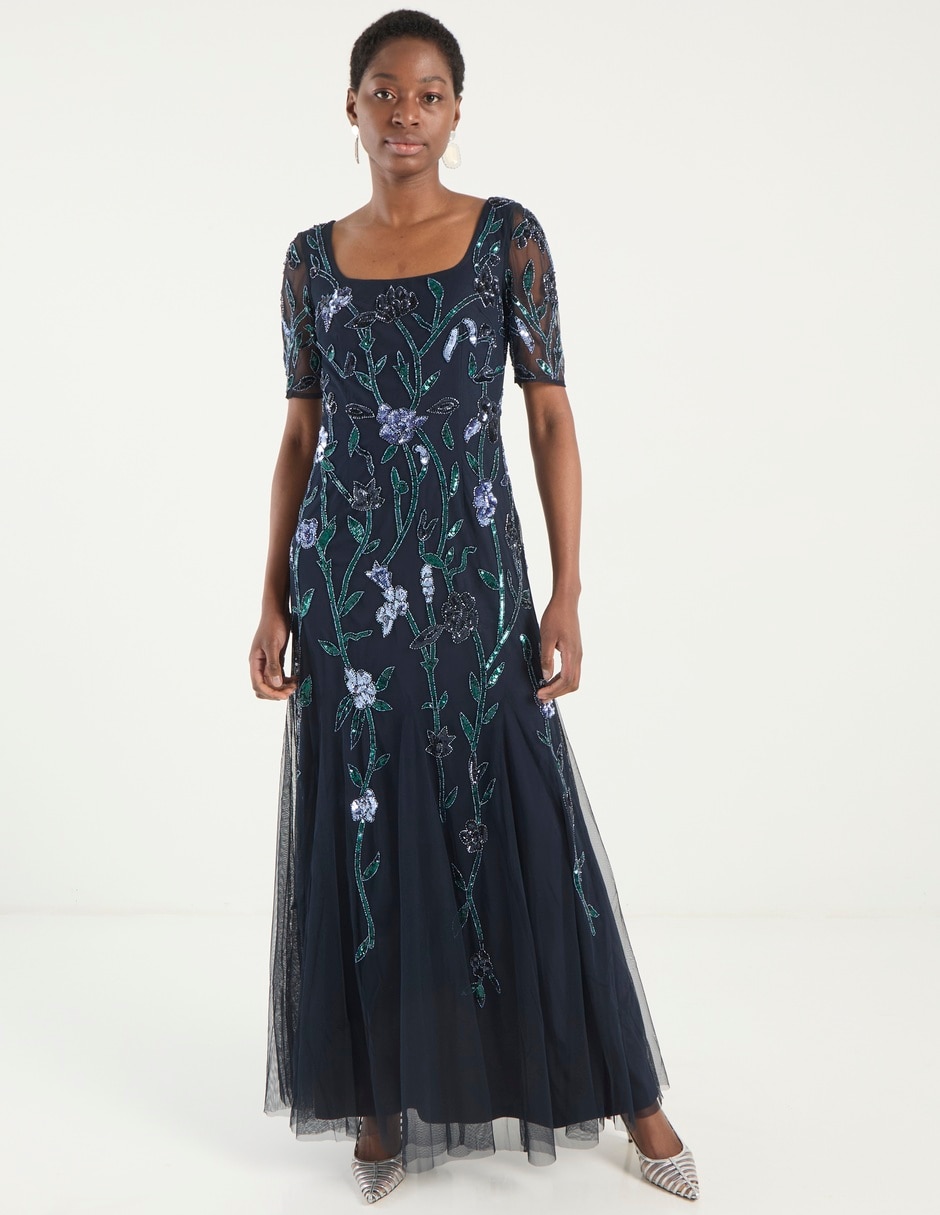 Vestido maxi de fiesta escote cuadrado