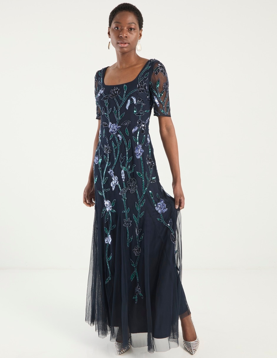 Vestido maxi de fiesta escote cuadrado 3