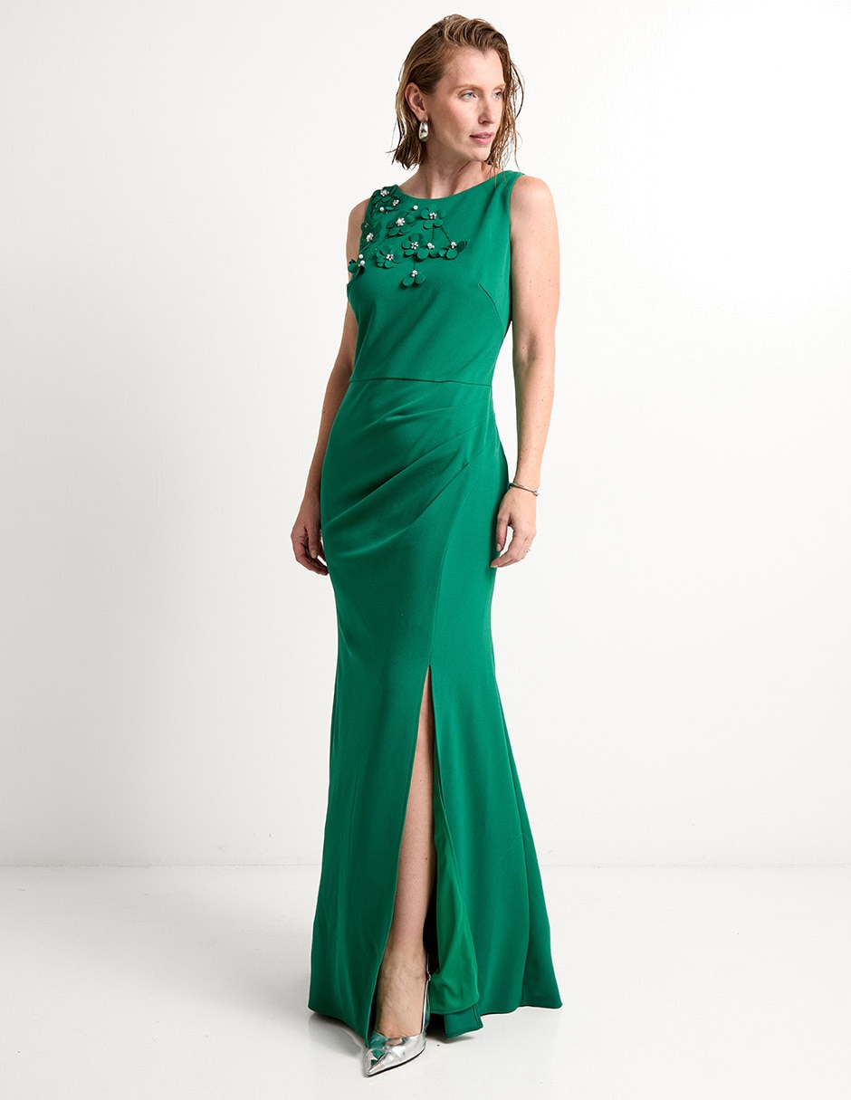 Vestido maxi de fiesta escote regular