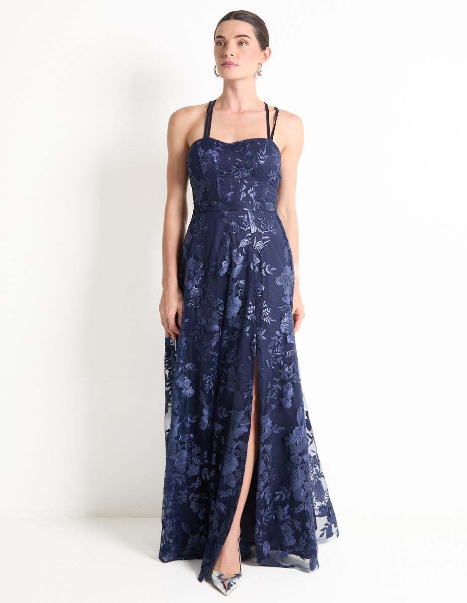Vestido maxi de fiesta espalda cruzada 3