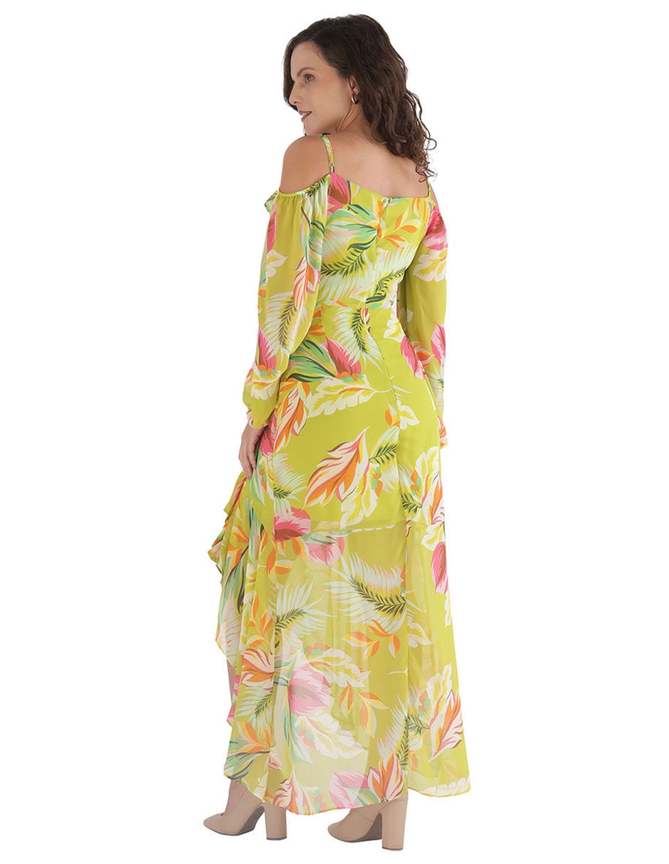 Vestido midi de fiesta escote bardot 2