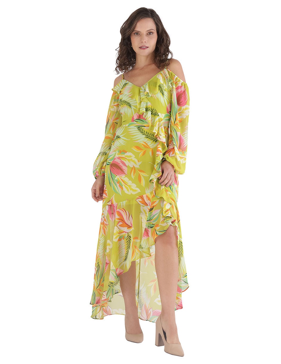 Vestido midi de fiesta escote bardot 3