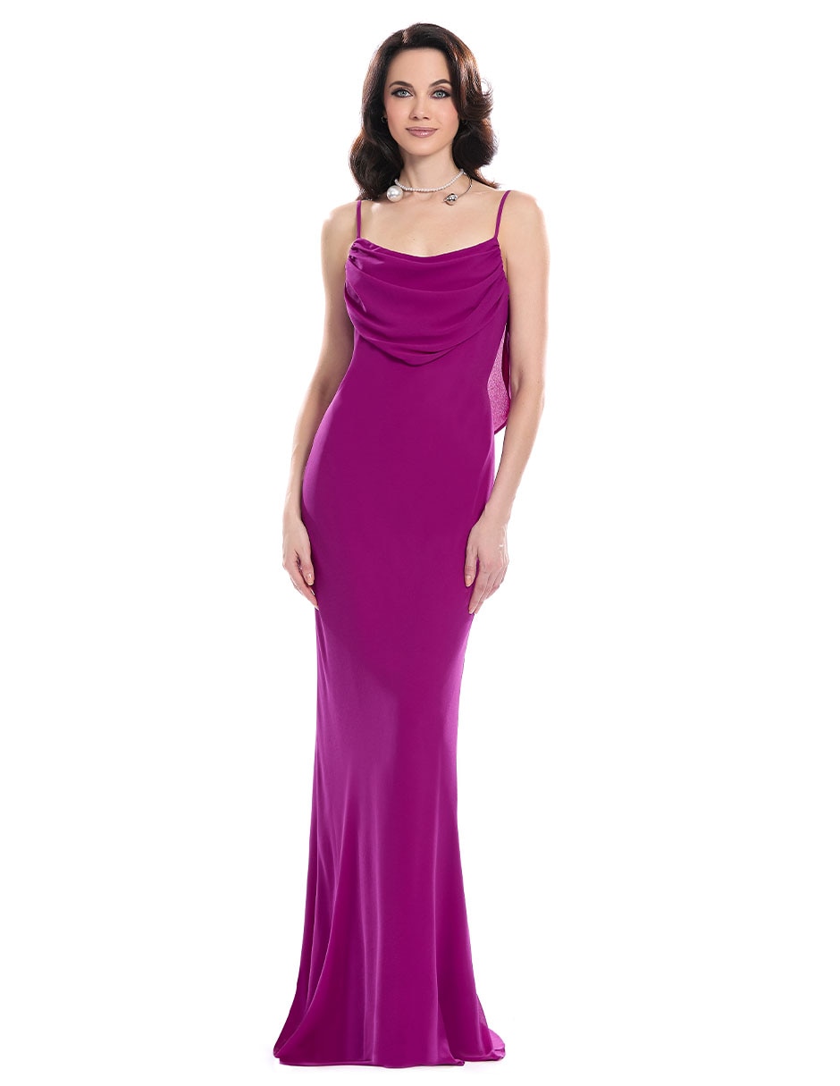 Vestido largo de fiesta escote regular 1