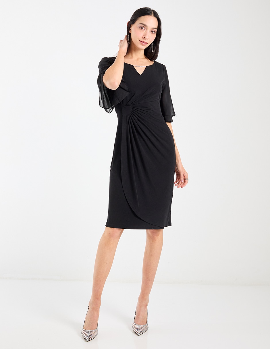 Vestido 3/4 de fiesta escote V 3