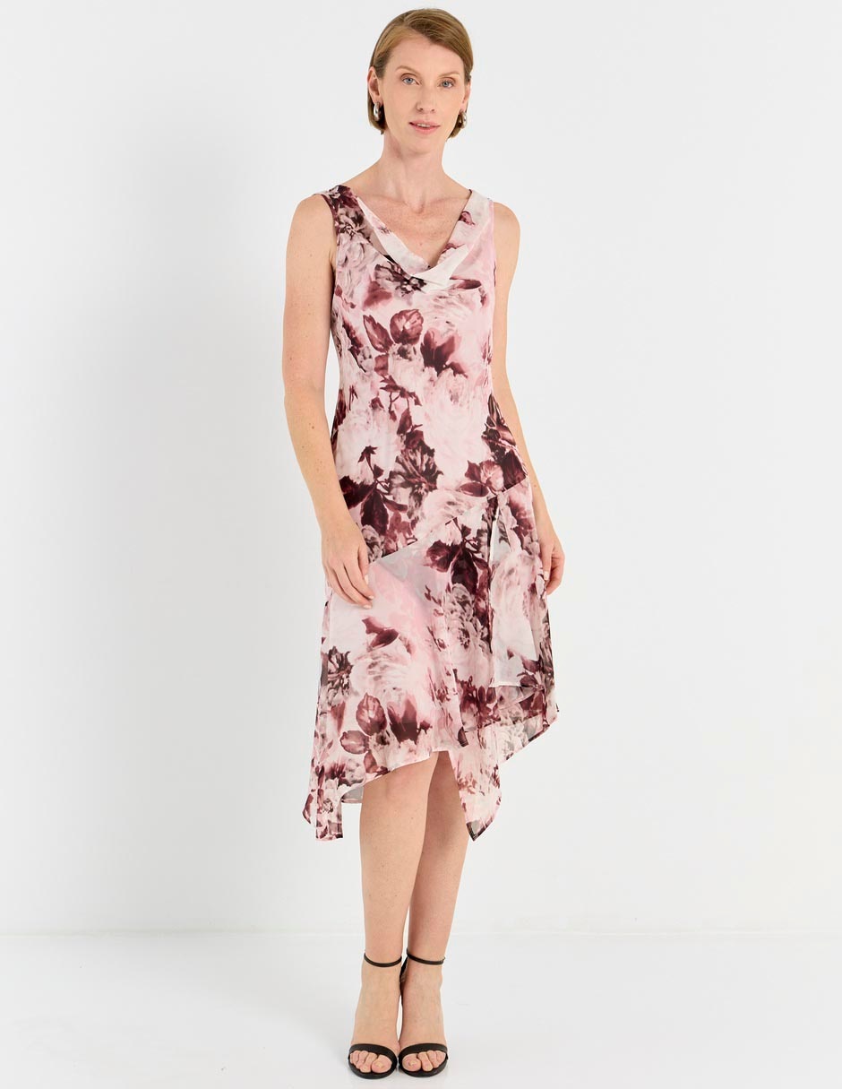 Vestido midi de fiesta escote V