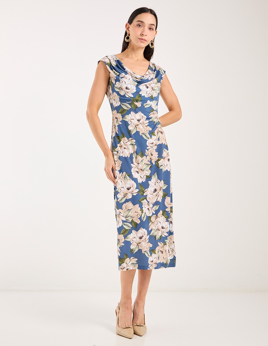Vestido midi de fiesta escote redondo 2
