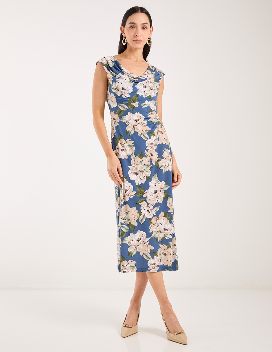 Vestido midi de fiesta escote redondo 3