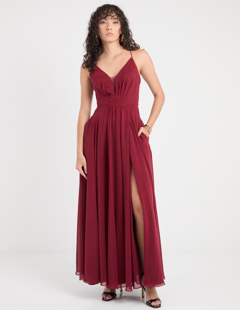 Vestido maxi de fiesta escote V 1