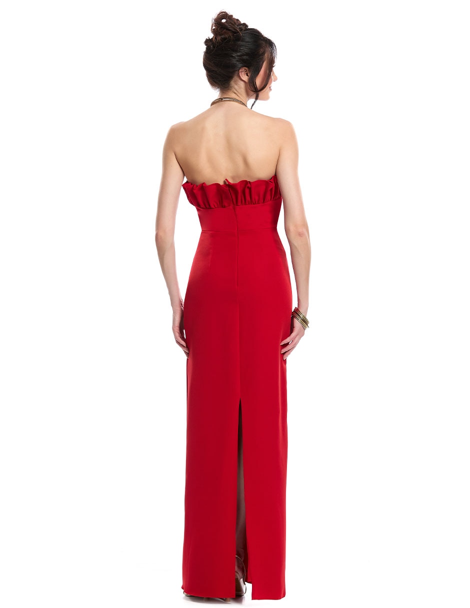 Vestido largo de fiesta escote bardot 4