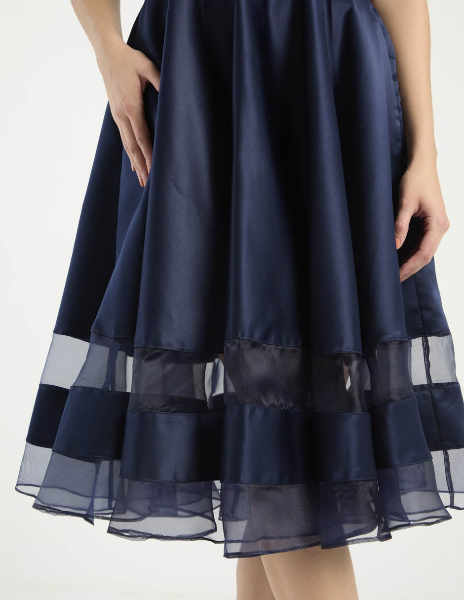 Vestido midi de fiesta escote bardot 5