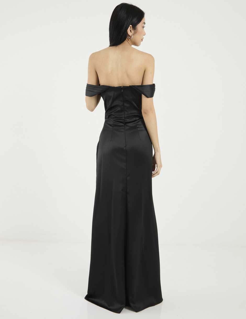 Vestido maxi de fiesta escote bardot 2