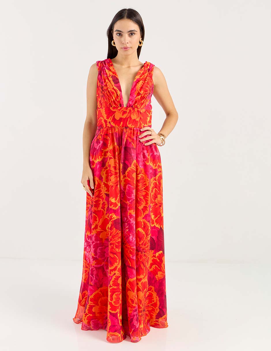Vestido maxi de fiesta escote V