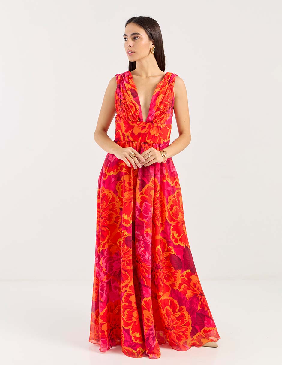 Vestido maxi de fiesta escote V 3